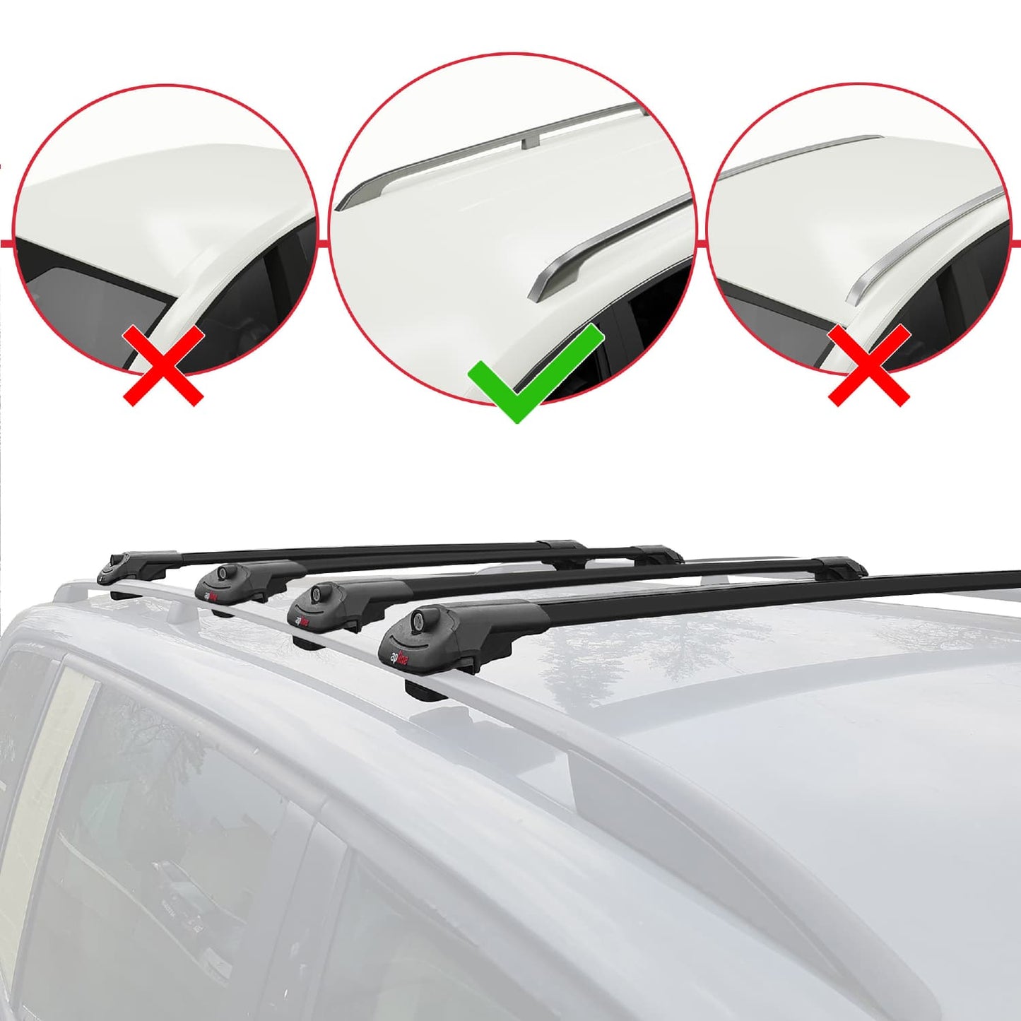 Compatible avec Peugeot Bipper 2008-2017 ACE-1 Barres de Toit Railing Porte-Bagages de Voiture Noir Aluminium 4 Barres
