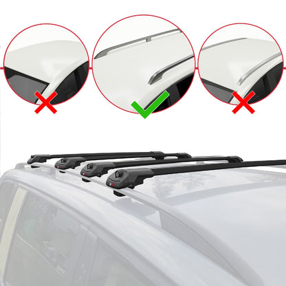 Compatible avec Volkswagen T6 Caravelle 2015-2024 ACE-1 Barres de Toit Railing Porte-Bagages de Voiture Noir Aluminium 4 Barres
