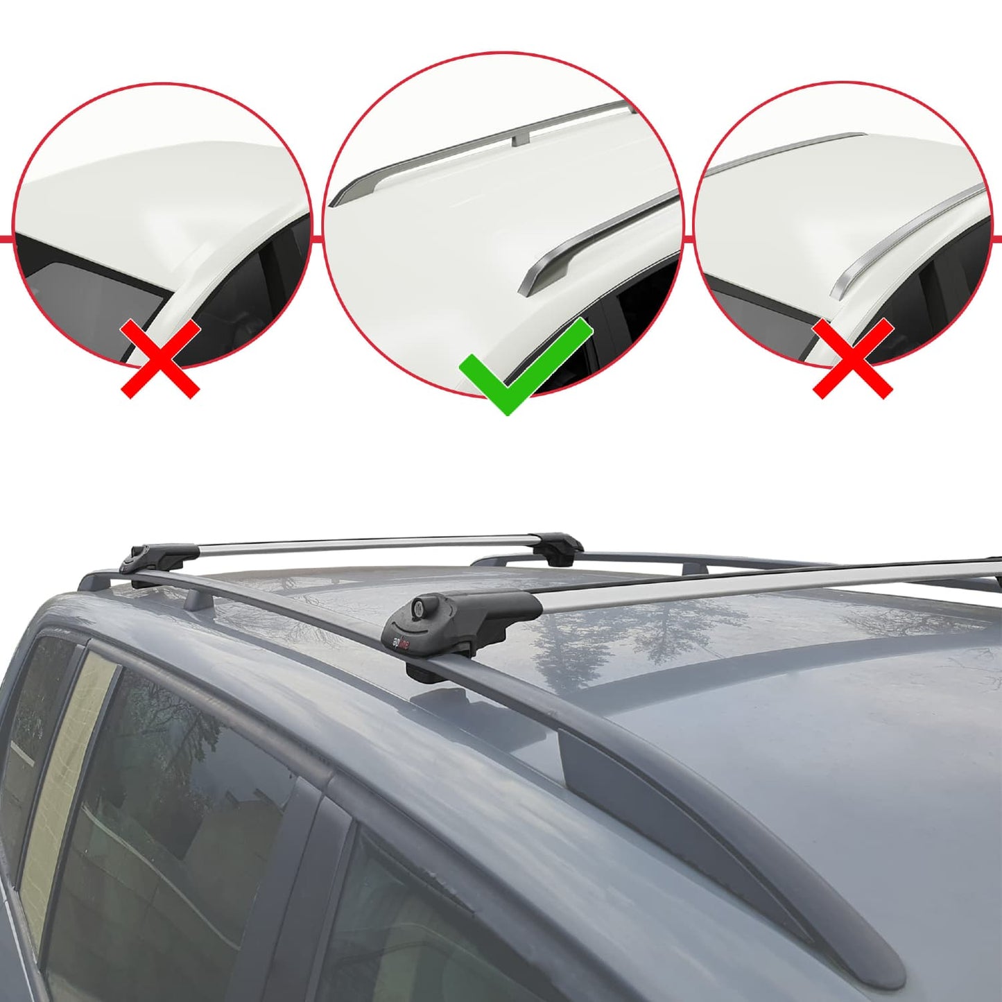 Compatible avec Nissan Qashqai 2 (J11) Pre-Facelift 2014-2017 ACE-1 Barres de Toit Railing Porte-Bagages de Voiture Gris Aluminium 2 Barres
