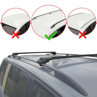 Compatible with Ssangyong Kyron 2005-2014 ACE-1 Car Roof Rack Cross Bar Black Aluminium 2 Bars