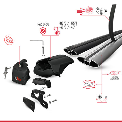 Compatible avec Honda CR-V 5 2017-2022 ACE-2 modèle Barres de Toit Railing Porte-Bagages de Voiture Gris Aluminium Barres