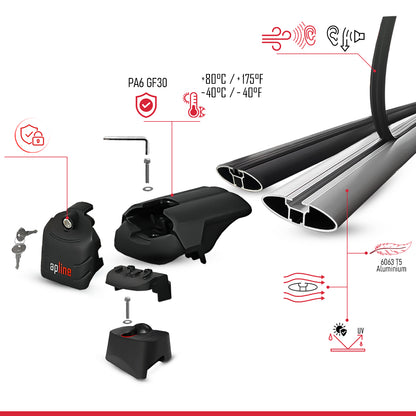 Compatible avec Audi Q7 (4M) 2015-2026 ACE-2 modèle Barres de Toit Railing Porte-Bagages de Voiture Noir Aluminium Barres