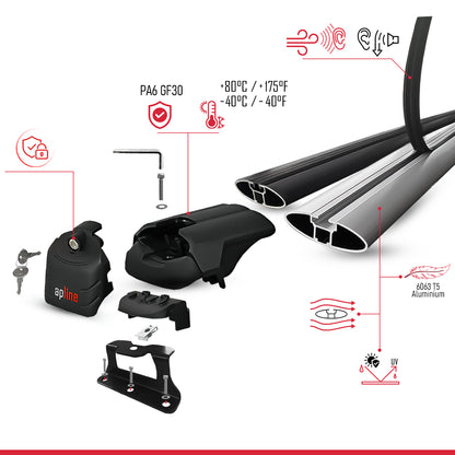Compatible avec Honda CR-V 2 2002-2006 ACE-2 modèle Barres de Toit Railing Porte-Bagages de Voiture Noir Aluminium Barres