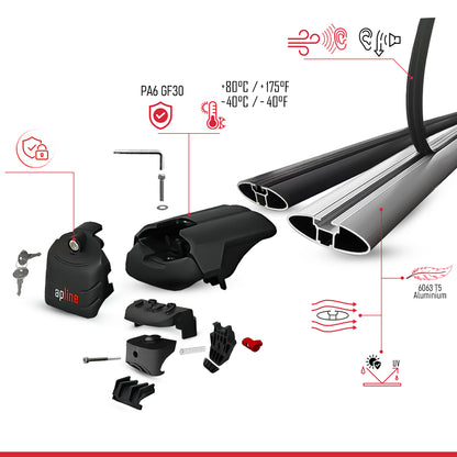 Compatible avec SsangYong / KGM Torres 2022-2026 ACE-2 modèle Barres de Toit Railing Porte-Bagages de Voiture Noir Aluminium Barres