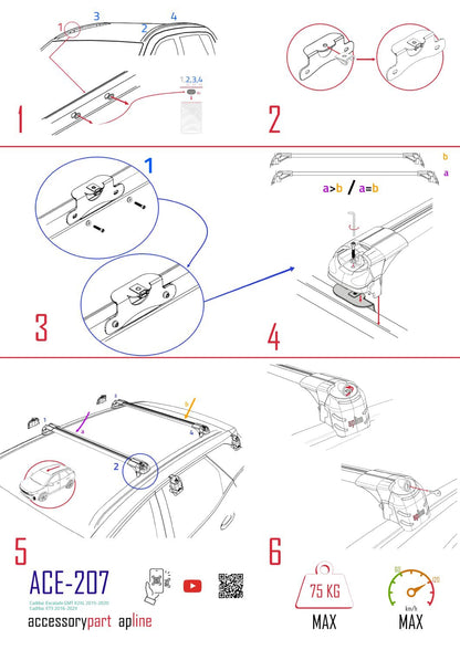 Compatible avec Chevrolet Tahoe 4 2015-2020 ACE-2 Barres de Toit Railing Porte-Bagages de Voiture Noir Aluminium 2 Barres