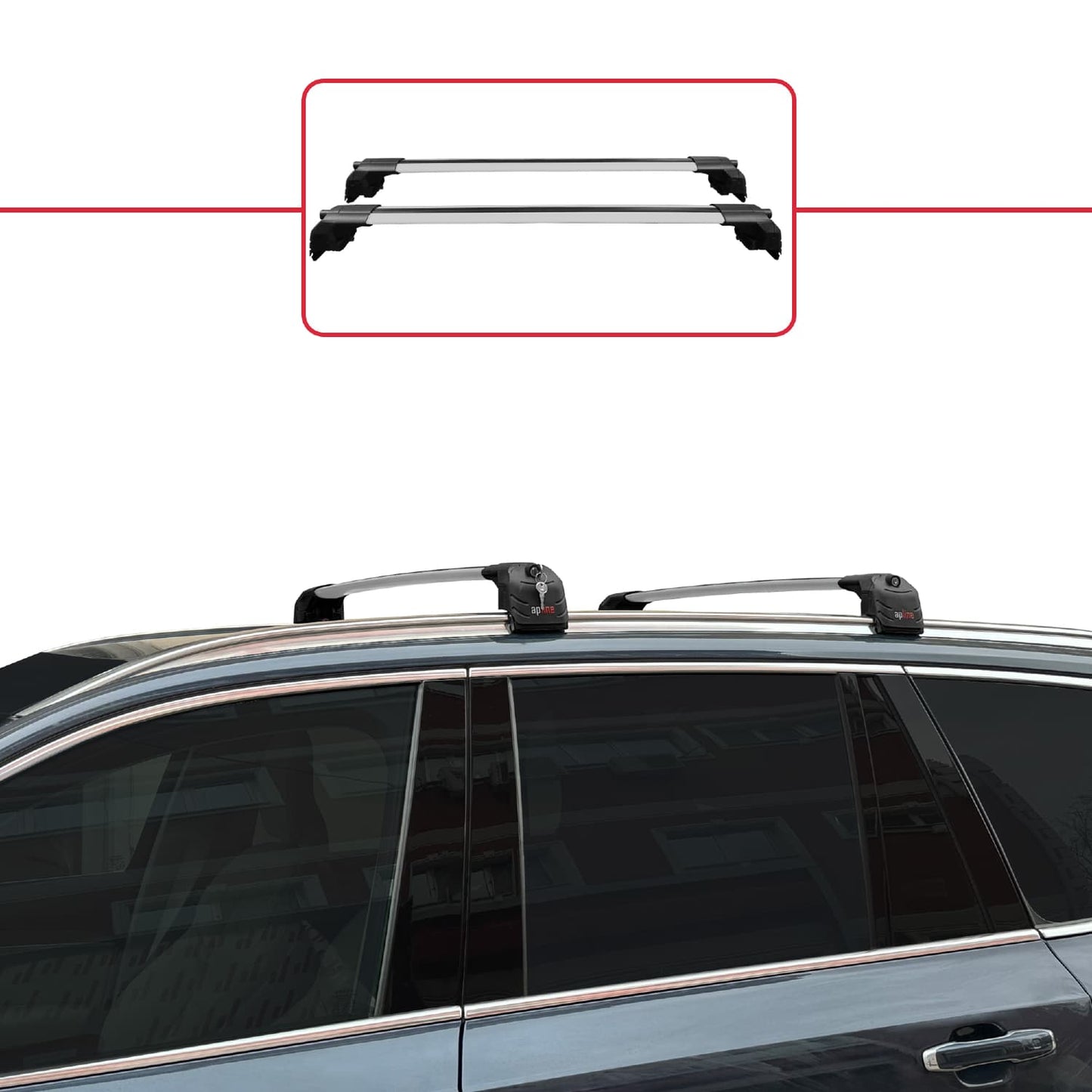 Compatible avec Volvo XC90 II 2015-2026 ACE-2 modèle Barres de Toit Railing Porte-Bagages de Voiture Gris Aluminium Barres