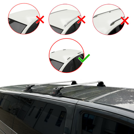 Compatible avec Volkswagen Transporter (T5) 2003-2015 ACE-3 Barres de Toit Railing Porte-Bagages de Voiture Gris Aluminium 2 Barres
