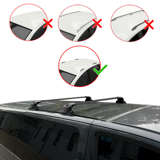 Compatible avec Volkswagen Transporter (T5) 2003-2015 ACE-3 Barres de Toit Railing Porte-Bagages de Voiture Noir Aluminium 2 Barres