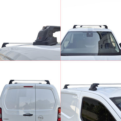 Compatible avec Opel Combo E 2019-2023 ACE-3 Barres de Toit Railing Porte-Bagages de Voiture Gris Aluminium 2 Barres