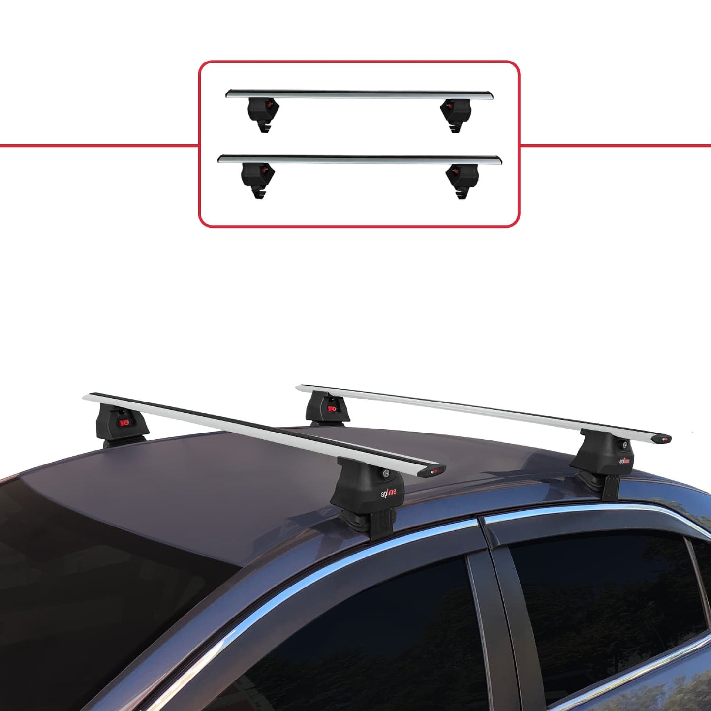 Compatible with Toyota Corolla 11 (E180) 2013-2018 ACE-4 Car Roof Rack Cross Bar Grey Aluminium 2 Bars