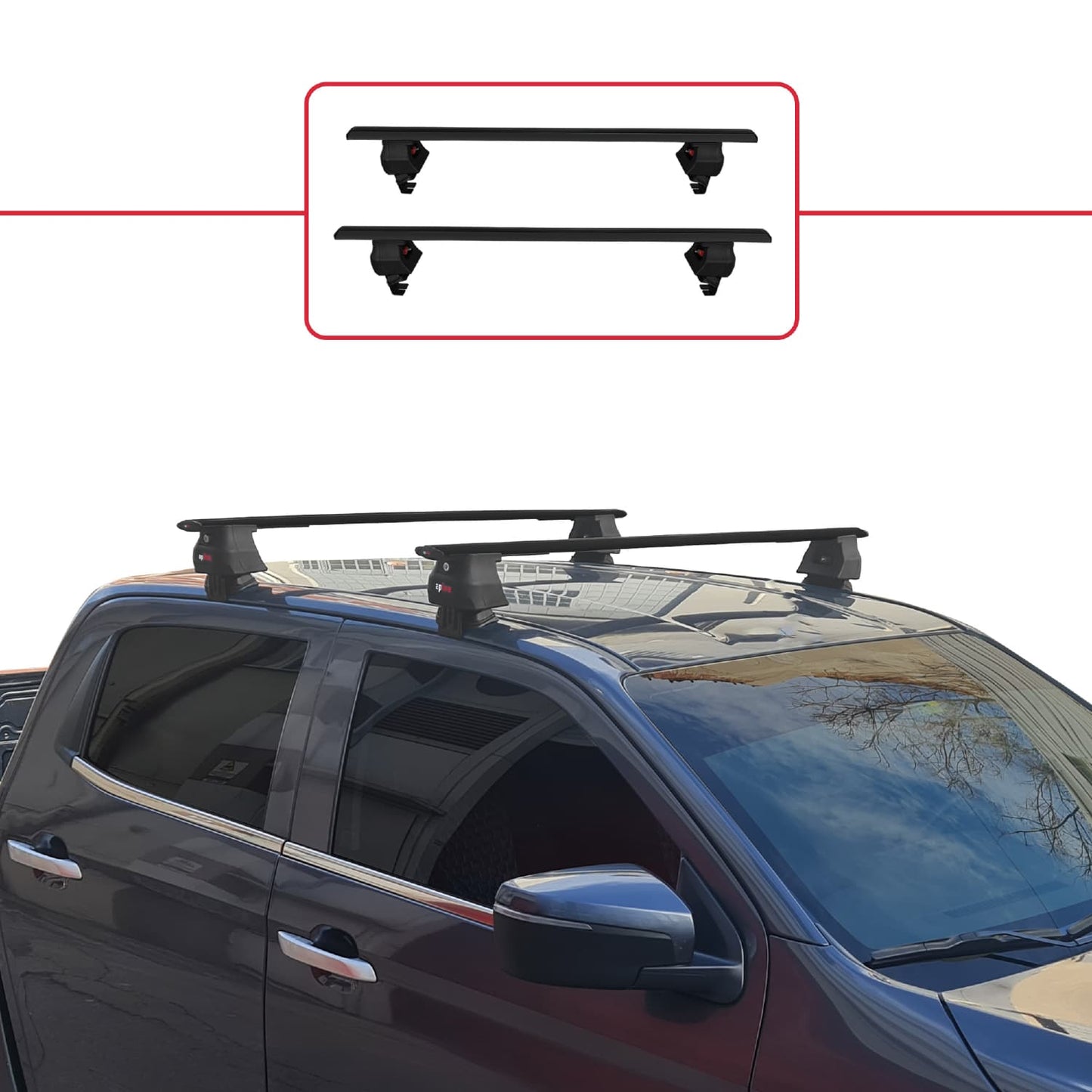 Compatible avec Isuzu D-Max 3 (RG01) 2020-2025 ACE-4 Barres de Toit Railing Porte-Bagages de Voiture Noir Aluminium 2 Barres