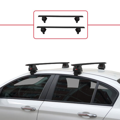 Compatible avec Fiat Egea Berline 2015-2025 ACE-4 Barres de Toit Railing Porte-Bagages de Voiture Noir Aluminium 2 Barres