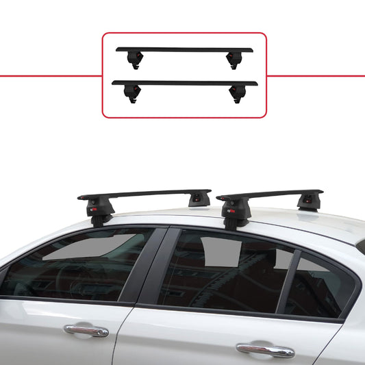 Compatible avec Fiat Egea Berline 2015-2025 ACE-4 Barres de Toit Railing Porte-Bagages de Voiture Noir Aluminium 2 Barres