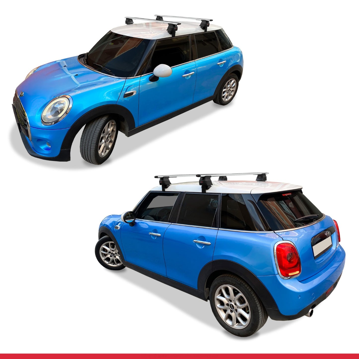 Compatible avec Mini Cooper (F55) 2014-2024 ACE-4 Barres de Toit Railing Porte-Bagages de Voiture Gris Aluminium 2 Barres