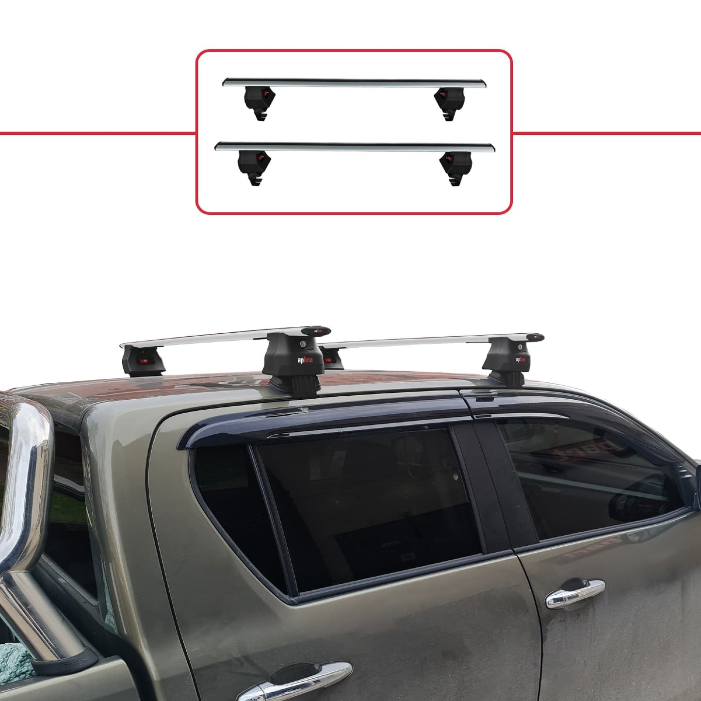 Compatible with Toyota Hilux 8 (AN130) 2015-2025 ACE-4 Car Roof Rack Cross Bar Grey Aluminium 2 Bars
