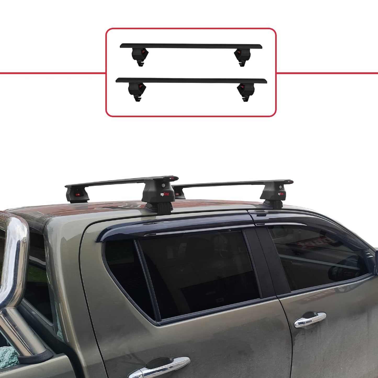 Compatible with Toyota Hilux 8 (AN130) 2015-2025 ACE-4 Car Roof Rack Cross Bar Black Aluminium 2 Bars
