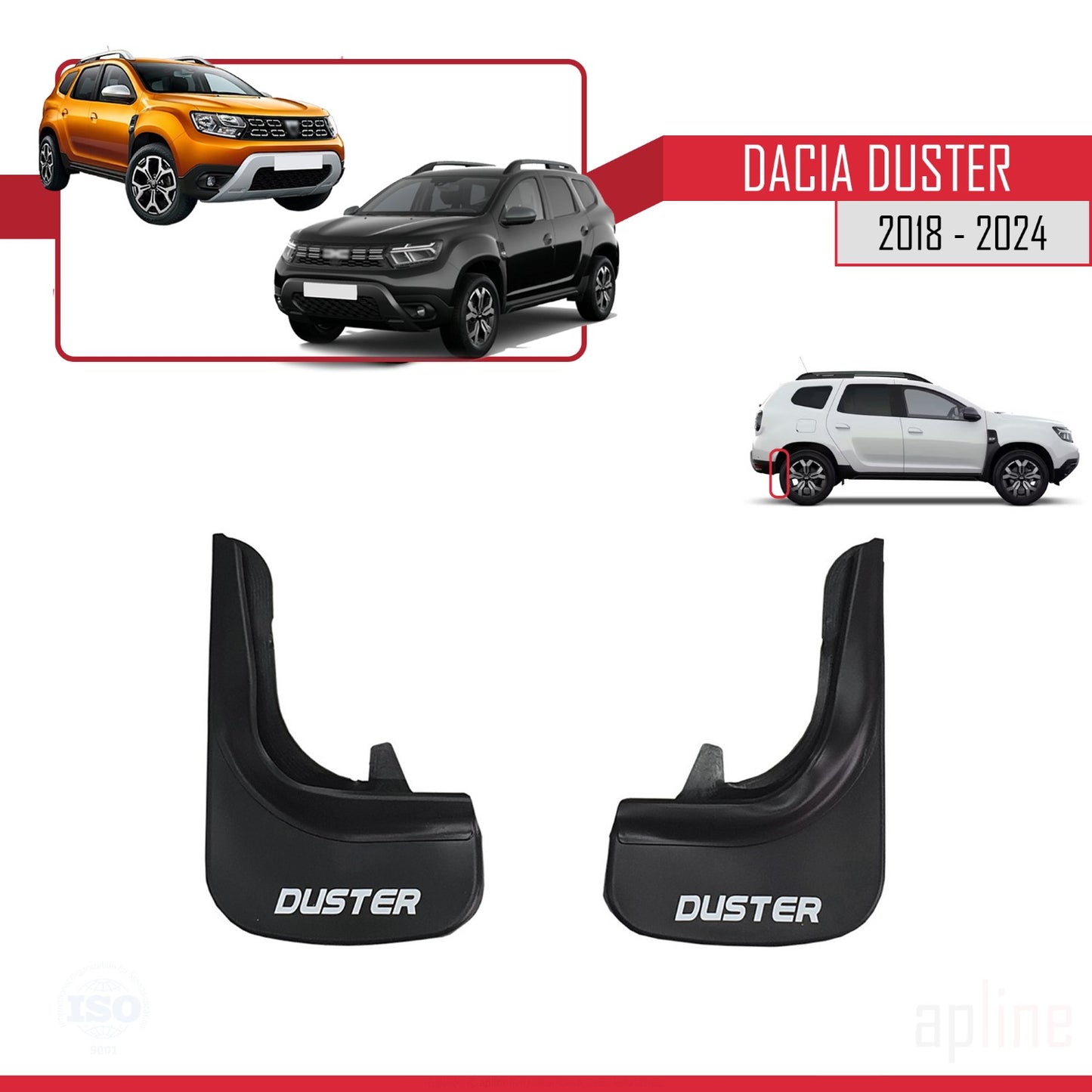 Compatible avec Dacia Duster 2 (HM) 2018-2024 Jeu de Bavettes Garde-boue Avant et Arrière de Voiture 4 Pcs Noir