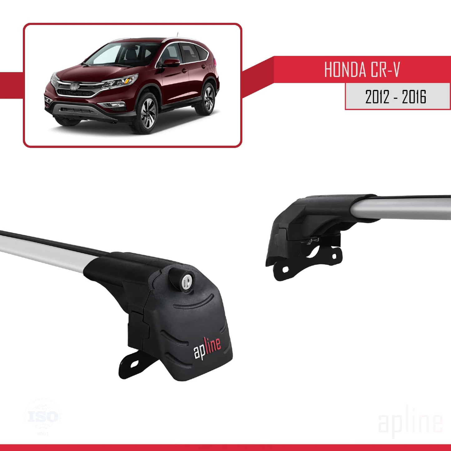 Compatible avec Honda CR-V 4 2012-2016 ACE-2 Barres de Toit Railing Porte-Bagages de Voiture Gris Aluminium 2 Barres