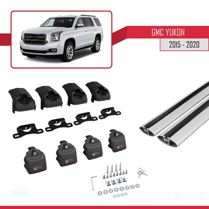 Compatible avec GMC Yukon 2015-2020 ACE-2 Barres de Toit Railing Porte-Bagages de Voiture Gris Aluminium 2 Barres
