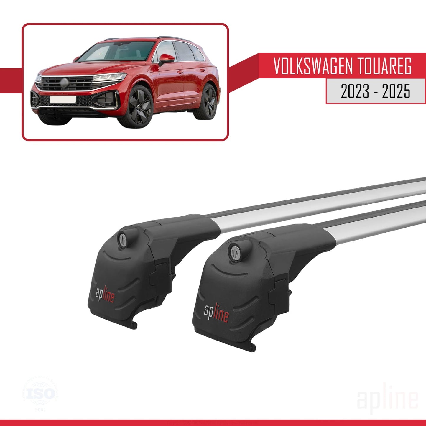 Compatible avec VW Touareg 2023-2025 ACE-2 Barres de Toit Railing Porte-Bagages de Voiture Gris Aluminium 2 Barres