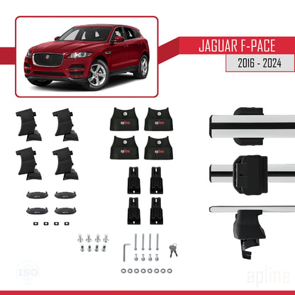 Compatible avec Jaguar F-Pace (X761) 2016-2025 ACE-4 Barres de Toit Railing Porte-Bagages de Voiture Gris Aluminium 2 Barres