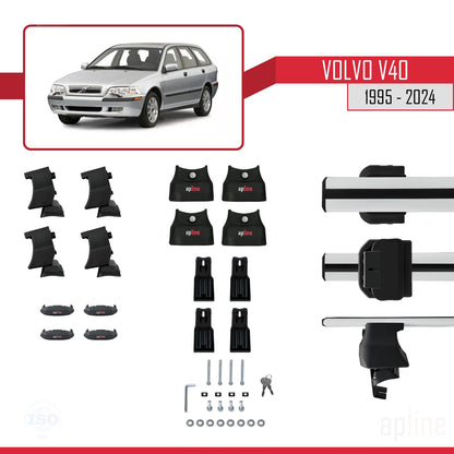 Compatible avec Volvo V40 1995-2004 ACE-4 Barres de Toit Railing Porte-Bagages de Voiture Gris Aluminium 2 Barres