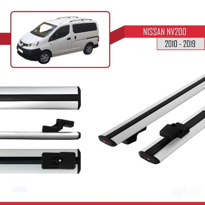 Compatible avec Nissan NV200 (M20) 2010-2019 Gri BASIC Model Barres de Toit Railing Porte-Bagages de Voiture Gris Aluminium 2 Barres