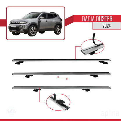 Compatible avec Dacia Duster 3 (P1310) 2024-2025 BASIC Model Barres de Toit Railing Porte-Bagages de Voiture Gris Aluminium 2 Barres