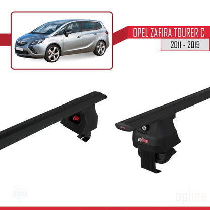 Compatible avec Opel Zafira Tourer C 2011-2019 ACE-4 Barres de Toit Railing Porte-Bagages de Voiture Noir Aluminium 2 Barres