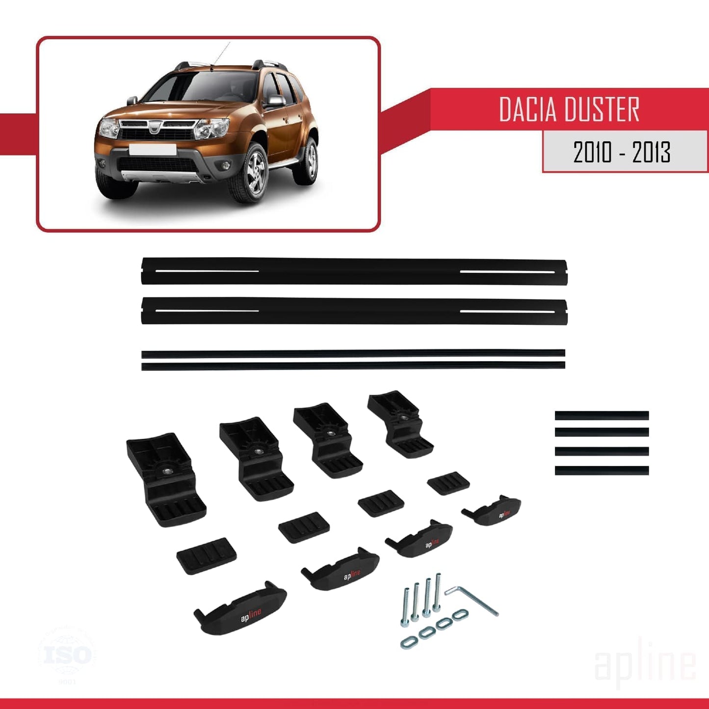 Compatible avec Dacia Duster (HS) Pre-Facelift 2010-2013 BASIC Model Barres de Toit Railing Porte-Bagages de Voiture Noir Aluminium 2 Barres