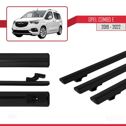 Compatible avecOpel Combo E 2019-2022 BASIC Model Barres de Toit Railing Porte-Bagages de Voiture Noir Aluminium 3 Barres