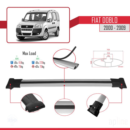 Compatible avec Fiat Doblo 2000-2009 Barres de Toit FLY Modèle Railing Porte-Bagages de voiture GRIS