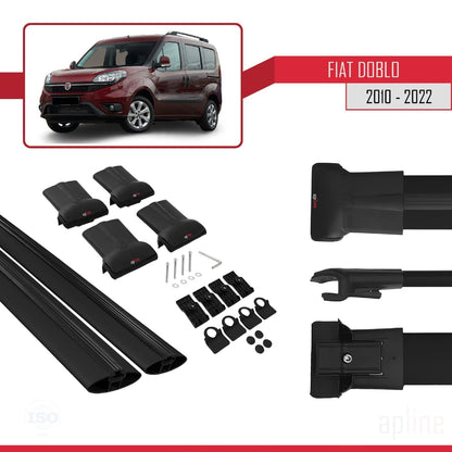 Compatible avec Fiat Doblo 2 2010-2022 FLY Model Barres de Toit Railing Porte-Bagages de Voiture Noir Aluminium 2 Barres