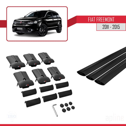Compatible avec Fiat Freemont 2011-2015 FLY Model Barres de Toit Railing Porte-Bagages de Voiture Noir Aluminium 3 Barres