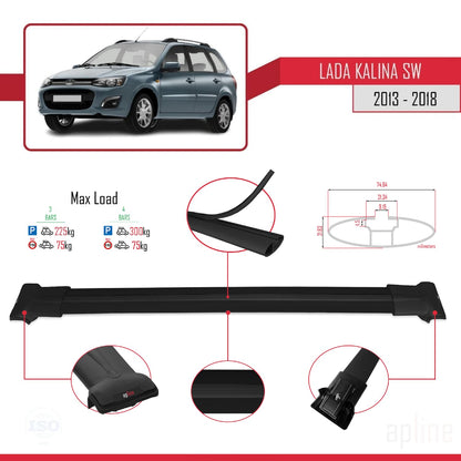 Compatible with Lada Kalina 2 SW 2013-2018 FLY Model Car Roof Rack Cross Bar Black Aluminium 3 Bars