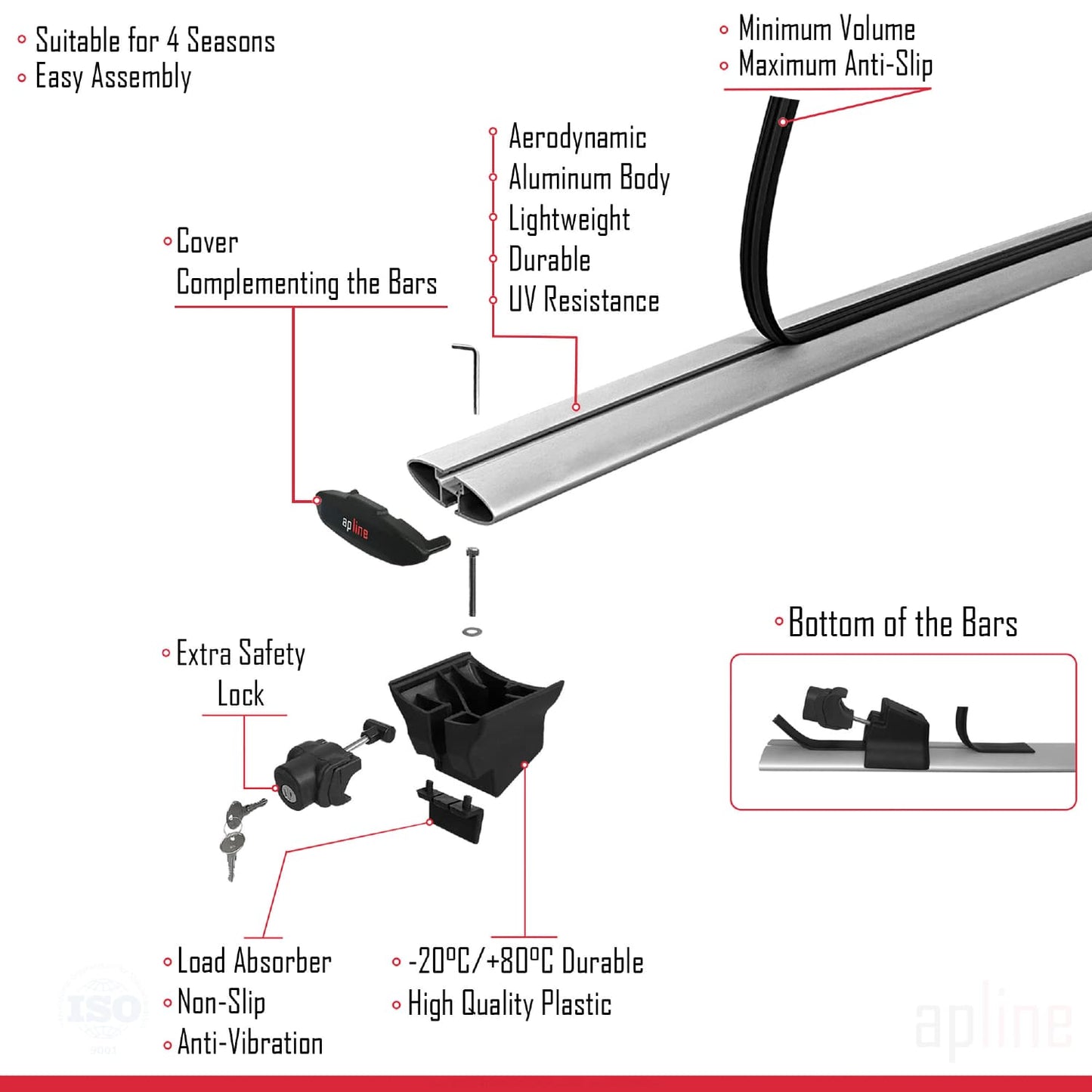 Compatible avec Q8 (F1) 2018-2025 HOOK Model Barres de Toit Railing Porte-Bagages de Voiture Gris Aluminium 2 Barres