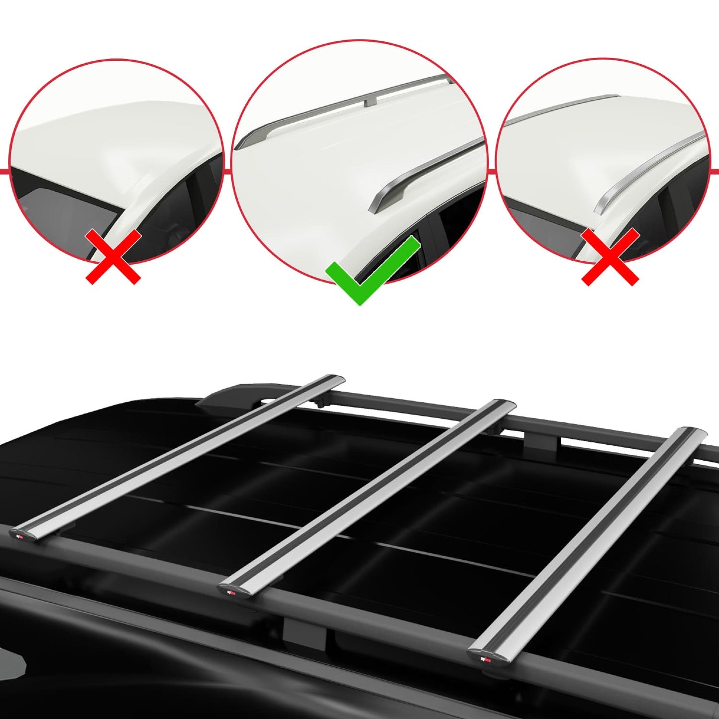 Compatible with Seat Exeo (3R9) ST 2009-2013 BASIC Model Car Roof Rack Cross Bar Grey Aluminium 3 Bars