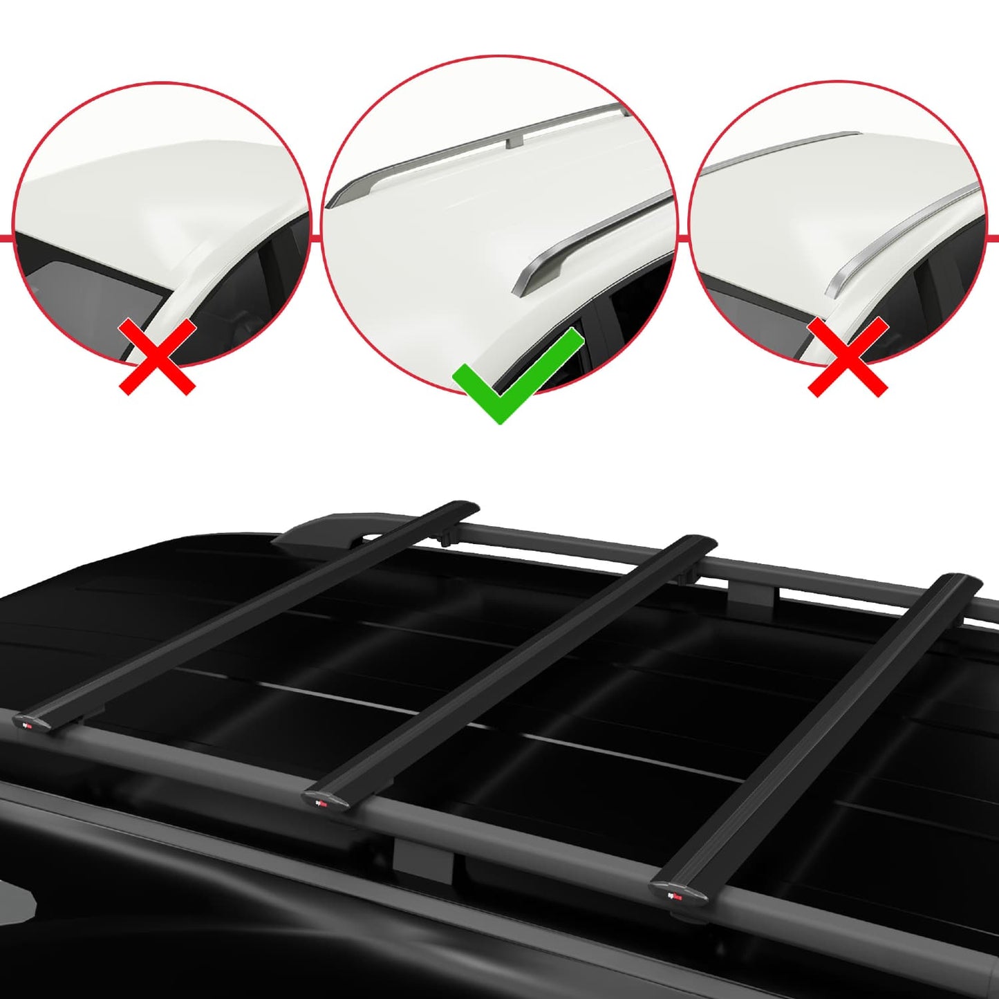 Compatible avec Mazda 6 Wagon 2012-2024 BASIC Model Barres de Toit Railing Porte-Bagages de Voiture Noir Aluminium 3 Barres