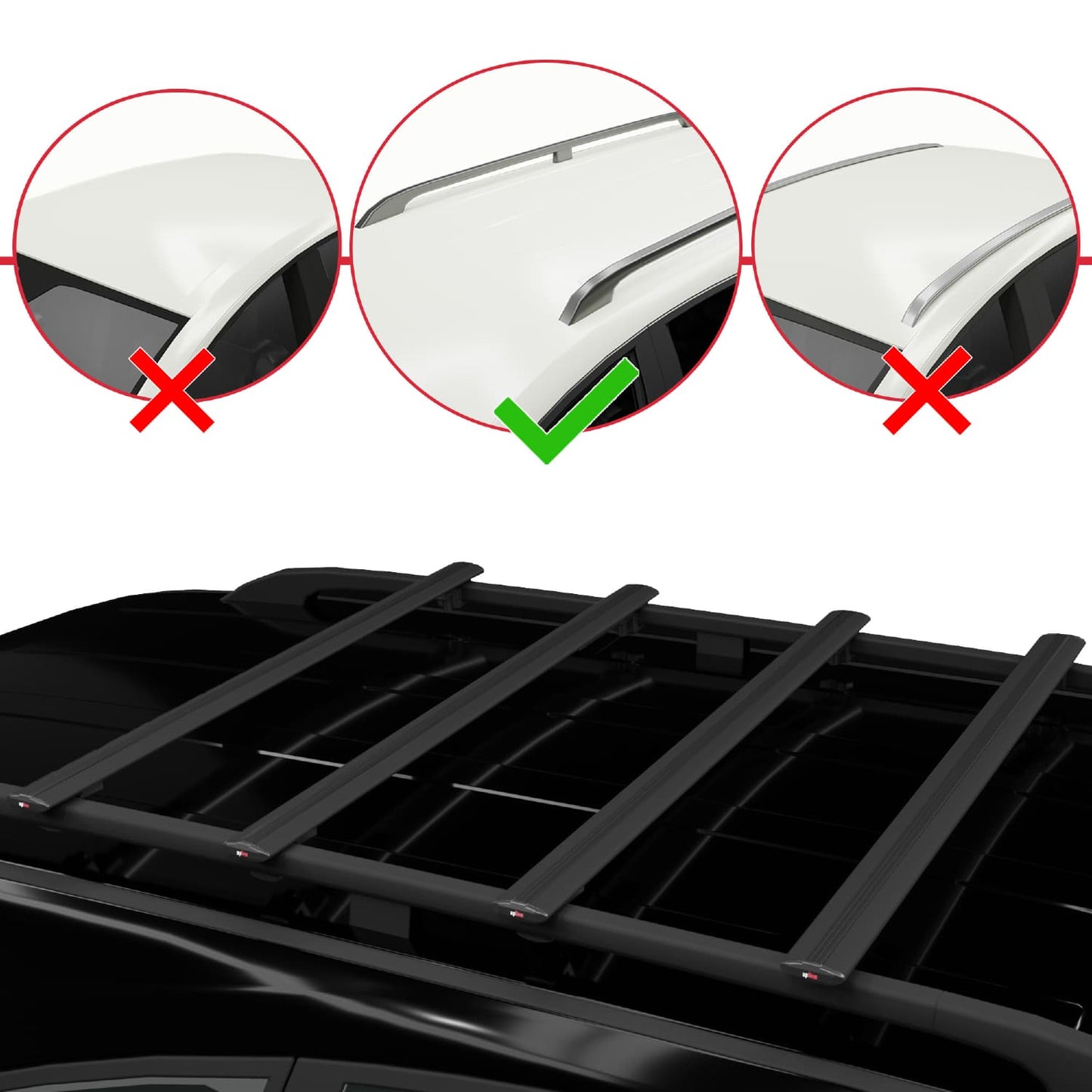 Compatible avec Mercedes Vaneo (W414) 2002-2005 BASIC Model Barres de Toit Railing Porte-Bagages de Voiture Noir Aluminium 4 Barres