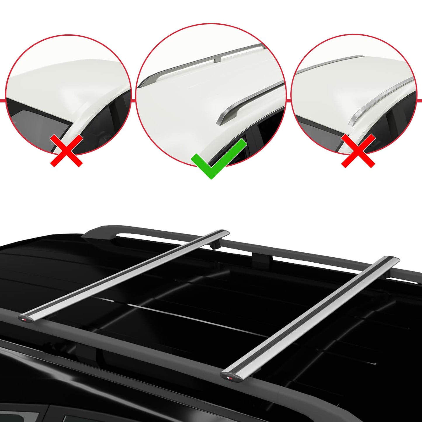 Compatible avec Mercedes Vaneo (W414) 2002-2005 BASIC Model Barres de Toit Railing Porte-Bagages de Voiture Gris Aluminium 2 Barres
