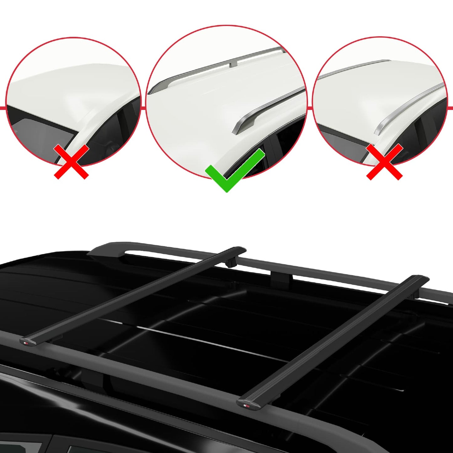 Compatible avec Kia Sportage 2023-2025 BASIC Model Barres de Toit Railing Porte-Bagages de Voiture Noir Aluminium 2 Barres