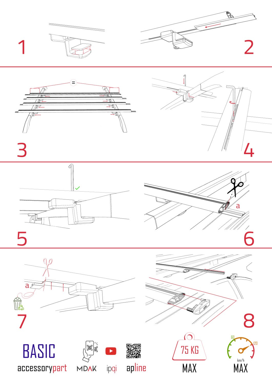 Compatible avec Mercedes Classe V 3 (W447) 2014-2025 BASIC Model Barres de Toit Railing Porte-Bagages de Voiture Noir Aluminium 4 Barres