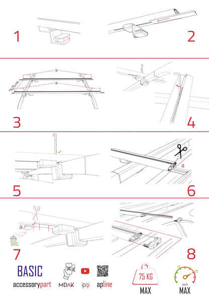 Compatible avec Honda CR-V 1997-2001 BASIC Model Barres de Toit Railing Porte-Bagages de Voiture Noir Aluminium 2 Barres