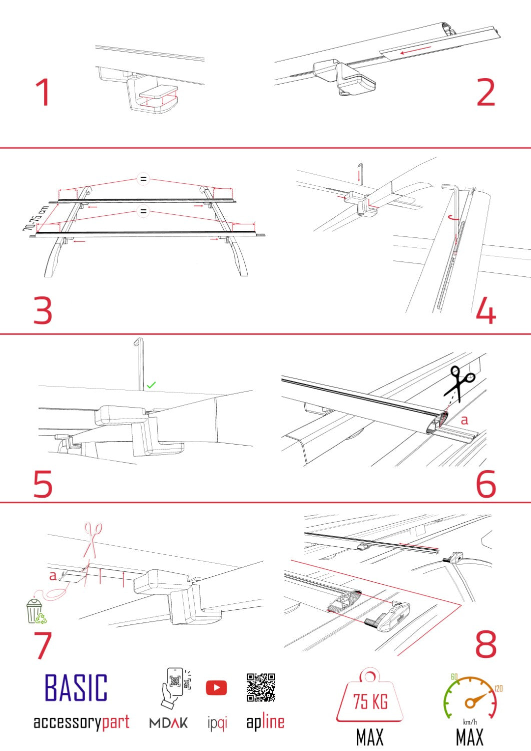 Compatible avec Vauxhall Frontera 2 Sport 1999-2004 BASIC Model Barres de Toit Railing Porte-Bagages de Voiture Gris Aluminium 2 Barres