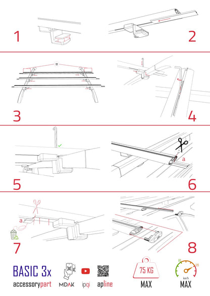 Compatible avec Peugeot Rifter 2019-2022 BASIC Model Barres de Toit Railing Porte-Bagages de Voiture Noir Aluminium 3 Barres