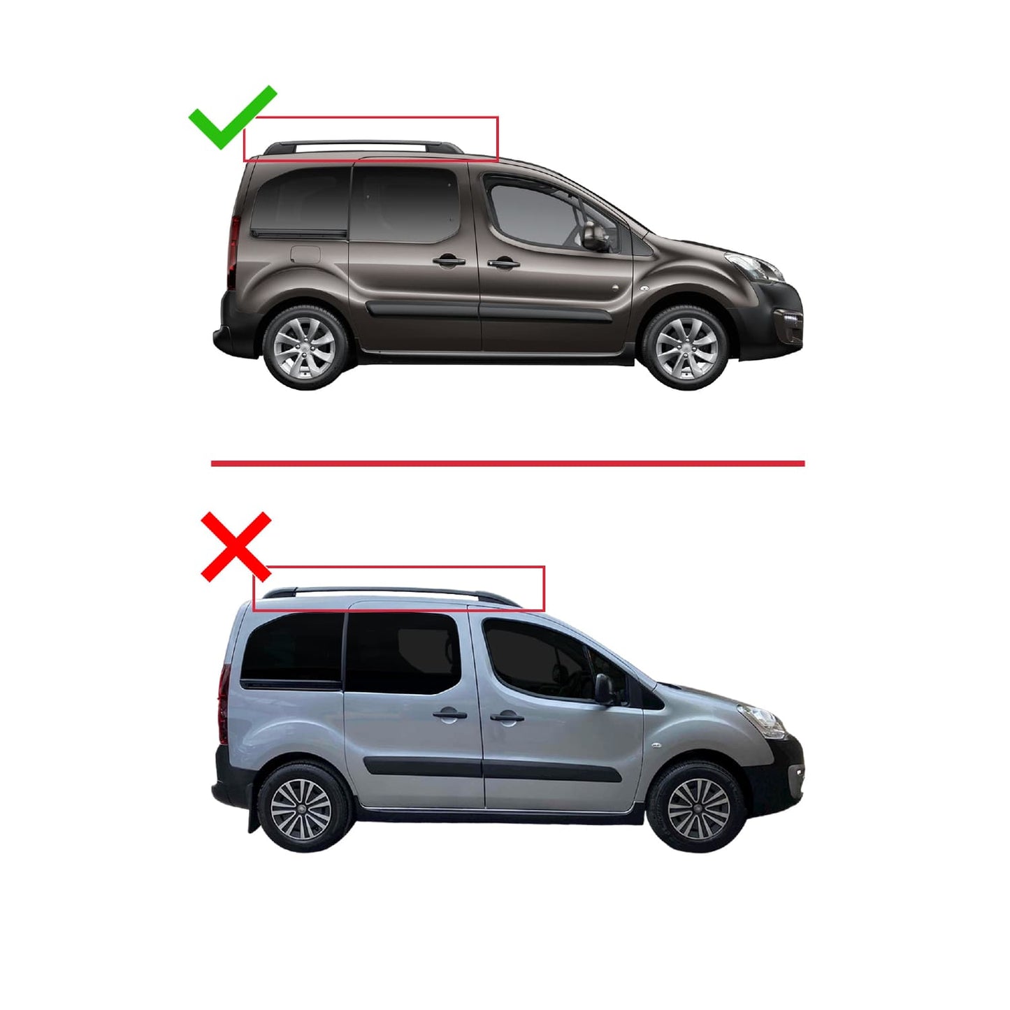 Compatible with Citroen Berlingo 2 (B9) 2008-2018 ACE-1 Car Roof Rack Cross Bar Black Aluminium 4 Bars