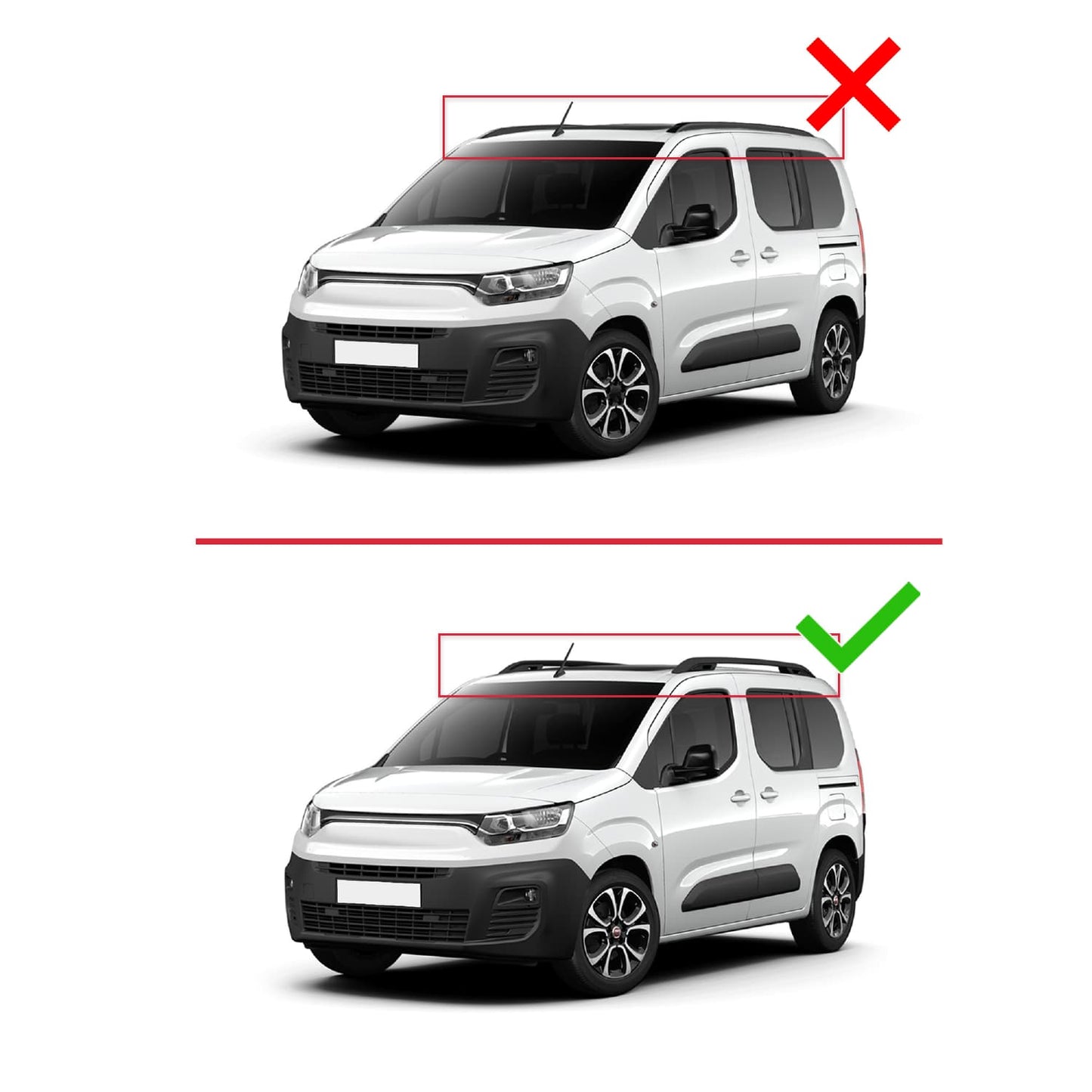 Compatible avec Fiat Doblo 3 2023-2025 FLY Model Barres de Toit Railing Porte-Bagages de Voiture Noir Aluminium 2 Barres