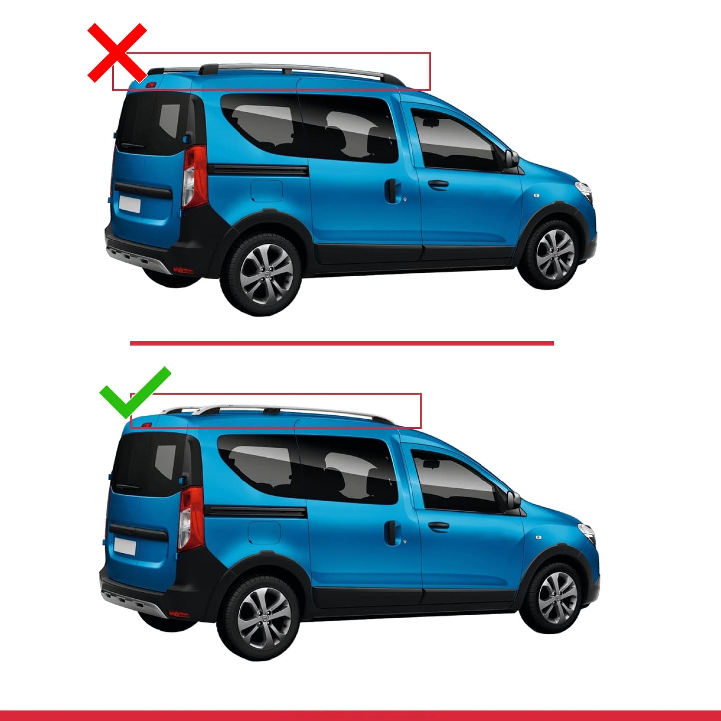 Compatible avec Dacia Dokker (K67) 2012-2024 ACE-1 Barres de Toit Railing Porte-Bagages de Voiture Noir Aluminium 2 Barres