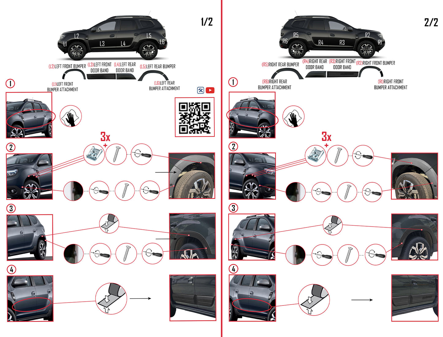 Compatible avec Dacia Duster 2018-2024 Fender Protecteur de Passage de roue pare-chocs Garde-boue et protection laterale Protection de la carrosserie voiture Kit NOİR