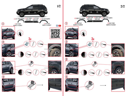 Compatible avec Dacia Duster 2018-2024 Fender Protecteur de Passage de roue pare-chocs Garde-boue et protection laterale Protection de la carrosserie voiture Kit NOİR